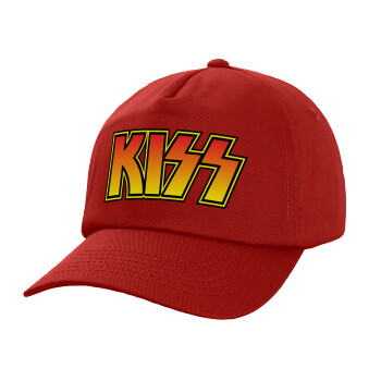 KISS, Adult Baseball Cap, 100% Cotton, Red (COTTON, ADULT, UNISEX, ONE SIZE)