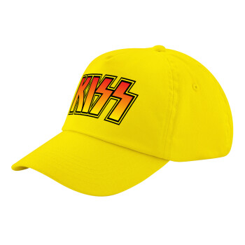 KISS, Child's Baseball Cap, 100% Cotton Twill, Yellow (COTTON, CHILD, UNISEX, ONE SIZE)