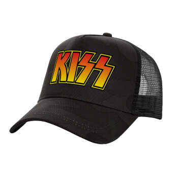 KISS, Adult Structured Trucker Hat, with Mesh, Dark Army (100% COTTON, ADULT, UNISEX, ONE SIZE)