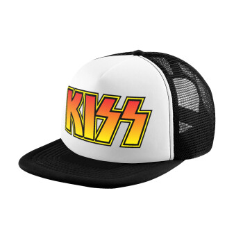 KISS, Καπέλο παιδικό Soft Trucker με Δίχτυ ΜΑΥΡΟ/ΛΕΥΚΟ (POLYESTER, ΠΑΙΔΙΚΟ, ONE SIZE)