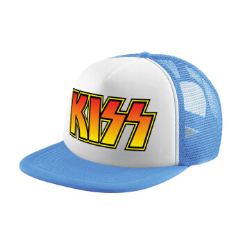 KISS, Καπέλο παιδικό Soft Trucker με Δίχτυ ΓΑΛΑΖΙΟ/ΛΕΥΚΟ (POLYESTER, ΠΑΙΔΙΚΟ, ONE SIZE)