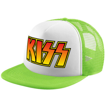 KISS, Adult Soft Trucker Hat with Mesh GREEN/WHITE (POLYESTER, ADULT, ONE SIZE)