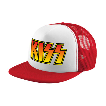 KISS, Καπέλο παιδικό Soft Trucker με Δίχτυ ΚΟΚΚΙΝΟ/ΛΕΥΚΟ (POLYESTER, ΠΑΙΔΙΚΟ, ONE SIZE)