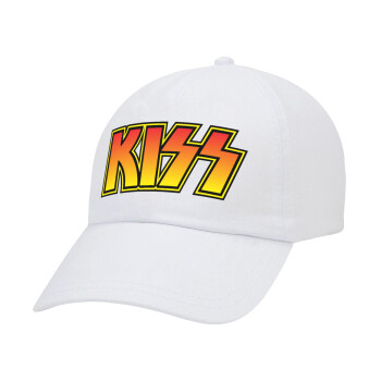 KISS, Adult Baseball Cap White 5-panel (POLYESTER, ADULT, UNISEX, ONE SIZE)