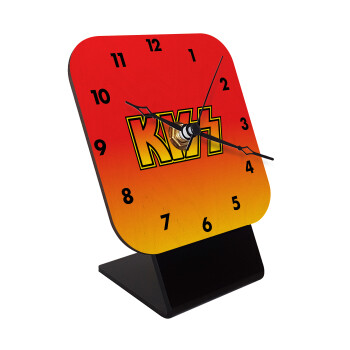 KISS, Quartz Table clock in natural wood (10cm)