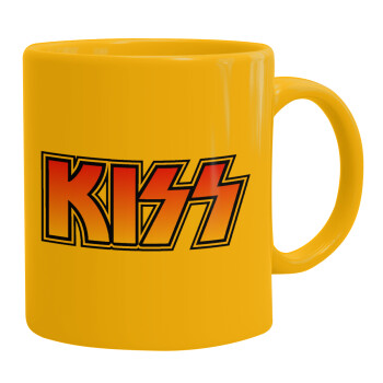 KISS, Ceramic coffee mug yellow, 330ml