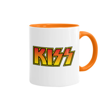 KISS, Κούπα χρωματιστή πορτοκαλί, κεραμική, 330ml