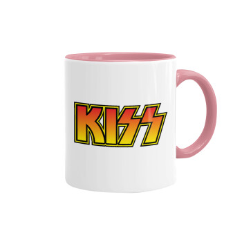 KISS, Κούπα χρωματιστή ροζ, κεραμική, 330ml