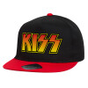 Children's Flat Snapback Hat, Black/Red (100% COTTON, CHILDREN'S, UNISEX, ONE SIZE)