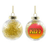 Transparent Christmas tree ball ornament with gold filling 8cm