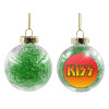 Transparent Christmas tree ball ornament with green filling 8cm