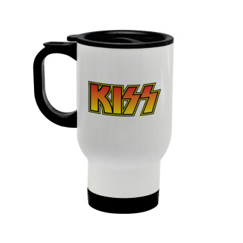 KISS, Stainless steel travel mug with lid, double wall white 450ml