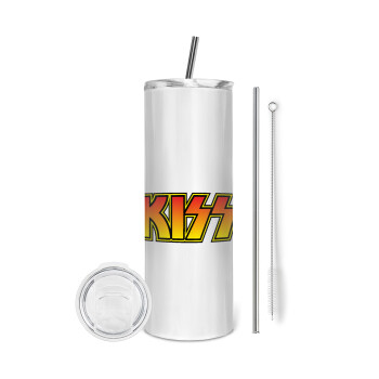 KISS, Tumbler ποτήρι θερμό από ανοξείδωτο ατσάλι 600ml, με μεταλλικό καλαμάκι & βούρτσα καθαρισμού