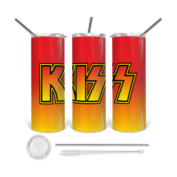 KISS, Tumbler ποτήρι θερμό από ανοξείδωτο ατσάλι 600ml, με μεταλλικό καλαμάκι & βούρτσα καθαρισμού