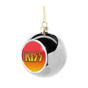 KISS, Silver 8cm Christmas tree ball ornament