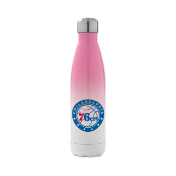 Philadelphia 76ers, Metal mug thermos Pink/White (Stainless steel), double wall, 500ml