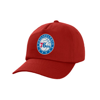 Philadelphia 76ers, Καπέλο Ενηλίκων Baseball, 100% Βαμβακερό,  Κόκκινο (ΒΑΜΒΑΚΕΡΟ, ΕΝΗΛΙΚΩΝ, UNISEX, ONE SIZE)