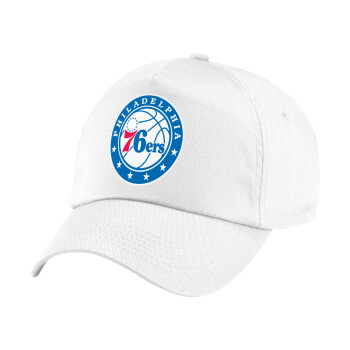 Philadelphia 76ers, Children's Baseball Cap, 100% Cotton Twill, White (COTTON, CHILDREN'S, UNISEX, ONE SIZE)