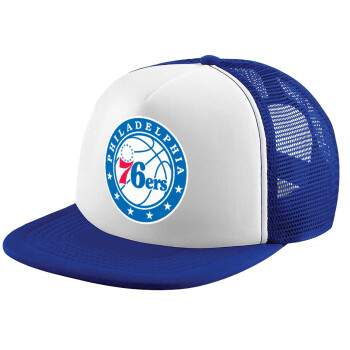 Philadelphia 76ers, Adult Soft Trucker Hat with Blue/White Mesh (POLYESTER, ADULT, UNISEX, ONE SIZE)