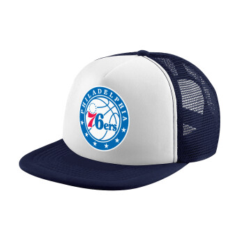 Philadelphia 76ers, Adult Soft Trucker Hat with Dark Blue/White Mesh (POLYESTER, ADULT, UNISEX, ONE SIZE)