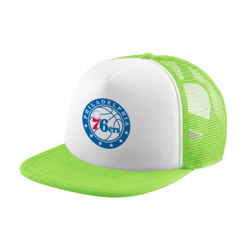 Philadelphia 76ers, Καπέλο παιδικό Soft Trucker με Δίχτυ ΠΡΑΣΙΝΟ/ΛΕΥΚΟ (POLYESTER, ΠΑΙΔΙΚΟ, ONE SIZE)