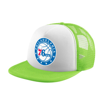 Philadelphia 76ers, Καπέλο Ενηλίκων Soft Trucker με Δίχτυ ΠΡΑΣΙΝΟ/ΛΕΥΚΟ (POLYESTER, ΕΝΗΛΙΚΩΝ, ONE SIZE)