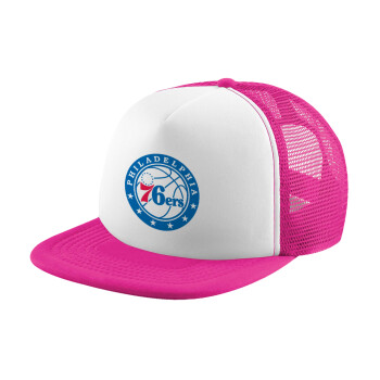Philadelphia 76ers, Καπέλο Ενηλίκων Soft Trucker με Δίχτυ Pink/White (POLYESTER, ΕΝΗΛΙΚΩΝ, UNISEX, ONE SIZE)