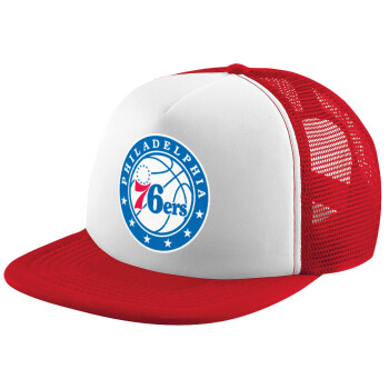 Philadelphia 76ers, Καπέλο παιδικό Soft Trucker με Δίχτυ ΚΟΚΚΙΝΟ/ΛΕΥΚΟ (POLYESTER, ΠΑΙΔΙΚΟ, ONE SIZE)