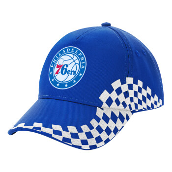 Philadelphia 76ers, Καπέλο Ενηλίκων Ultimate ΜΠΛΕ RACING, (100% ΒΑΜΒΑΚΕΡΟ DRILL, ΕΝΗΛΙΚΩΝ, UNISEX, ONE SIZE)