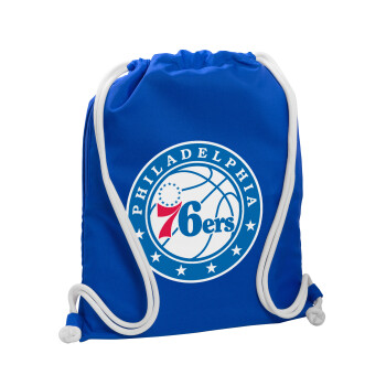 Philadelphia 76ers, Τσάντα πλάτης πουγκί GYMBAG Μπλε, με τσέπη (40x48cm) & χονδρά κορδόνια