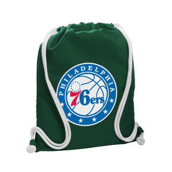 Philadelphia 76ers, Backpack pouch GYMBAG BOTTLE GREEN, with pocket (40x48cm) & thick white cords