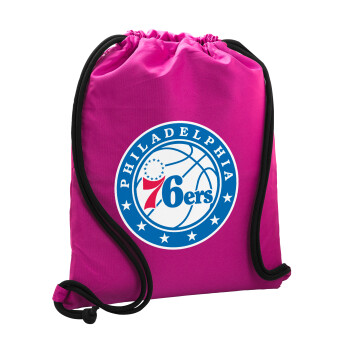 Philadelphia 76ers, Backpack pouch GYMBAG Fuchsia, with pocket (40x48cm) & thick cords