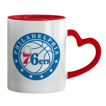 Philadelphia 76ers, Κούπα καρδιά χερούλι κόκκινη, κεραμική, 330ml