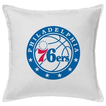 Philadelphia 76ers, Μαξιλάρι καναπέ ΛΕΥΚΟ 100% βαμβάκι, περιέχεται το γέμισμα (50x50cm)