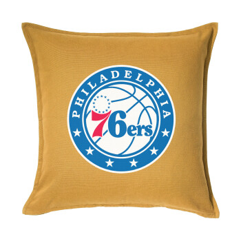 Philadelphia 76ers, Μαξιλάρι καναπέ Κίτρινο 100% βαμβάκι, περιέχεται το γέμισμα (50x50cm)
