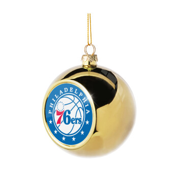 Philadelphia 76ers, Golden Christmas tree ball ornament 8cm