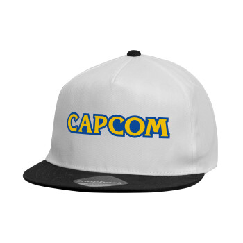 Capcom, Child's Flat Snapback Hat, White (100% COTTON, CHILDREN'S, UNISEX, ONE SIZE)