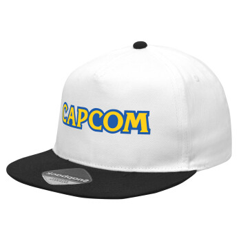 Capcom, Καπέλο Ενηλίκων Flat Snapback Λευκό/Μαύρο, (100% ΒΑΜΒΑΚΕΡΟ Twill, ΕΝΗΛΙΚΩΝ, UNISEX, ONE SIZE)