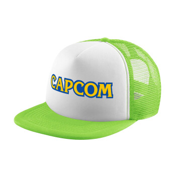 Capcom, Adult Soft Trucker Hat with Mesh GREEN/WHITE (POLYESTER, ADULT, ONE SIZE)