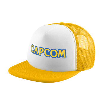 Capcom, Adult Soft Trucker Hat with Yellow/White Mesh (POLYESTER, ADULT, UNISEX, ONE SIZE)