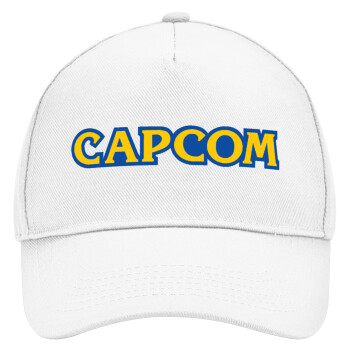 Capcom, Adult Baseball Cap, Drill, White (100% COTTON, ADULT, UNISEX, ONE SIZE)