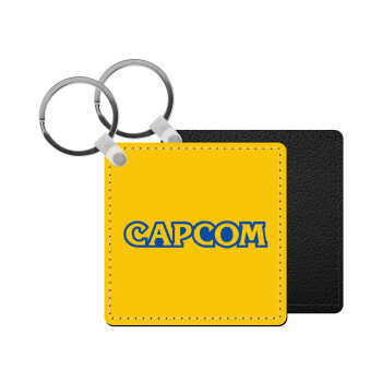 Capcom, Μπρελόκ Δερματίνη, τετράγωνο ΜΑΥΡΟ (5x5cm)