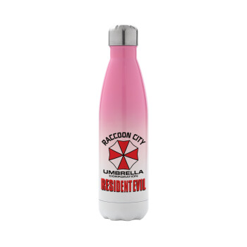Resident Evil, Μεταλλικό παγούρι θερμός Ροζ/Λευκό (Stainless steel), διπλού τοιχώματος, 500ml