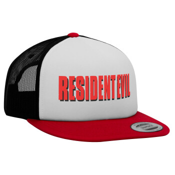 Resident Evil, Adult Foam Flat Snapback with Mesh Red-White-Black (POLYESTER, ADULT, UNISEX, ONE SIZE)