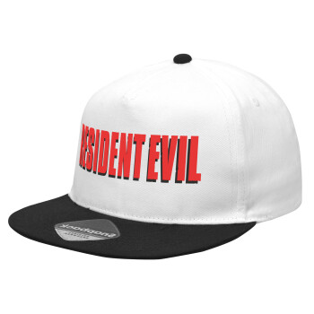 Resident Evil, Καπέλο Ενηλίκων Flat Snapback Λευκό/Μαύρο, (100% ΒΑΜΒΑΚΕΡΟ Twill, ΕΝΗΛΙΚΩΝ, UNISEX, ONE SIZE)