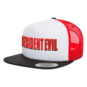 Resident Evil, Adult Foam Flat Snapback with Mesh Black-White-Red (POLYESTER, ADULT, UNISEX, ONE SIZE)