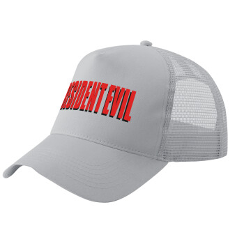 Resident Evil, Adult Structured Trucker Hat, with Mesh, GRAY (100% COTTON, ADULT, UNISEX, ONE SIZE)