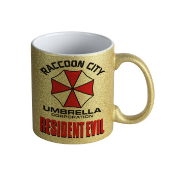 Resident Evil, Κούπα Χρυσή Glitter που γυαλίζει, κεραμική, 330ml