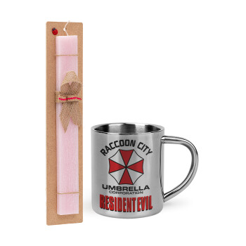 Resident Evil, Easter Set, metallic thermal cup (300ml) & aromatic flat Easter candle (30cm) (PINK)