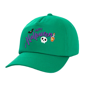 Happy Halloween (Χαλοουίν), Καπέλο παιδικό Baseball, 100% Βαμβακερό Twill, Πράσινο (ΒΑΜΒΑΚΕΡΟ, ΠΑΙΔΙΚΟ, UNISEX, ONE SIZE)